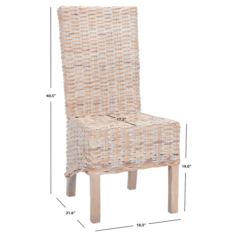 SAFAVIEH Cheryle Fauteuil à oreilles en osier marron délavé (entièrement assemblé) - 26 L x 23 P x 34 H - 26Wx23Dx34H