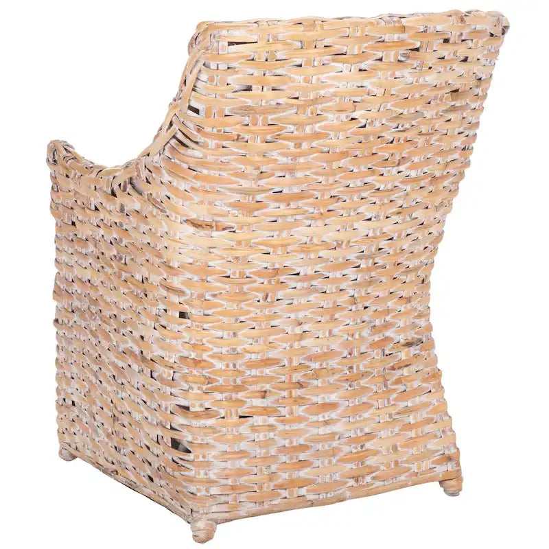 SAFAVIEH Cheryle Fauteuil à oreilles en osier marron délavé (entièrement assemblé) - 26 L x 23 P x 34 H - 26Wx23Dx34H