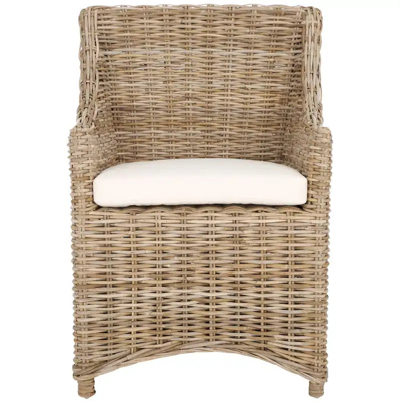 SAFAVIEH Cheryle Fauteuil à oreilles en osier marron délavé (entièrement assemblé) - 26 L x 23 P x 34 H - 26Wx23Dx34H