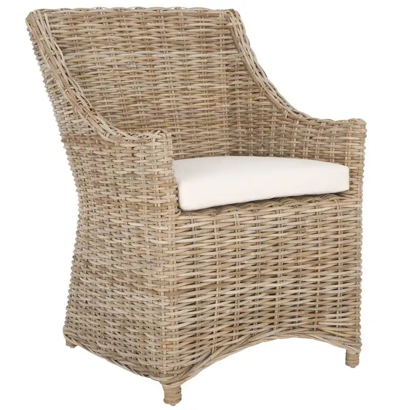 SAFAVIEH Cheryle Fauteuil à oreilles en osier marron délavé (entièrement assemblé) - 26 L x 23 P x 34 H - 26Wx23Dx34H