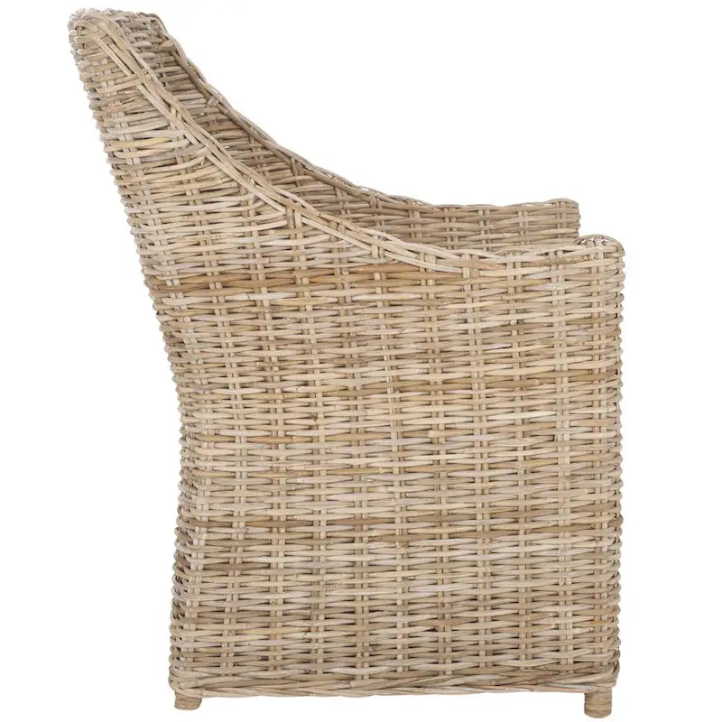 SAFAVIEH Cheryle Fauteuil à oreilles en osier marron délavé (entièrement assemblé) - 26 L x 23 P x 34 H - 26Wx23Dx34H