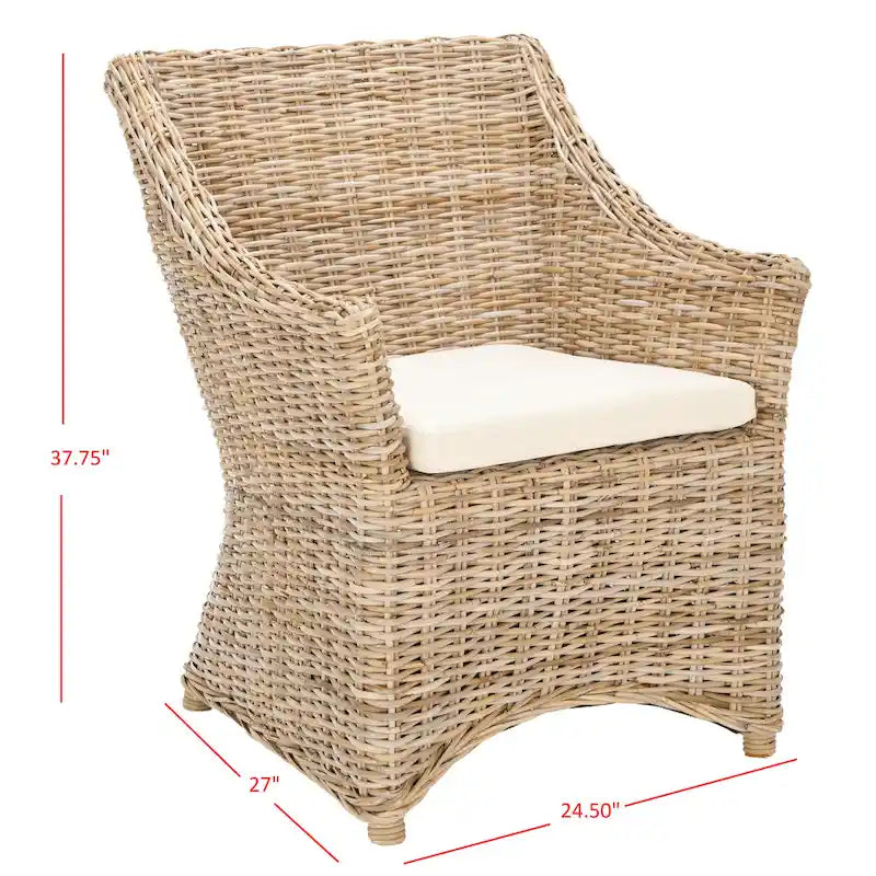 SAFAVIEH Cheryle Fauteuil à oreilles en osier marron délavé (entièrement assemblé) - 26 L x 23 P x 34 H - 26Wx23Dx34H
