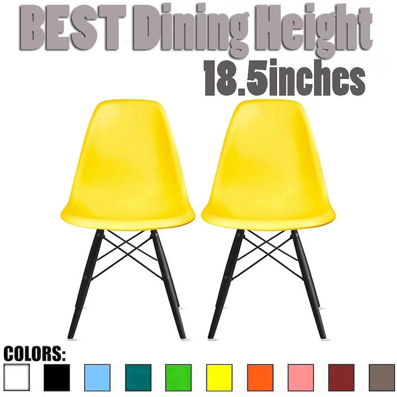 Lot de 2 Chaises de Salle à Manger Modernes avec Pieds en Bois Noir Foncé pour Cuisine, Bureau, Restaurant Eiffel Dowel
