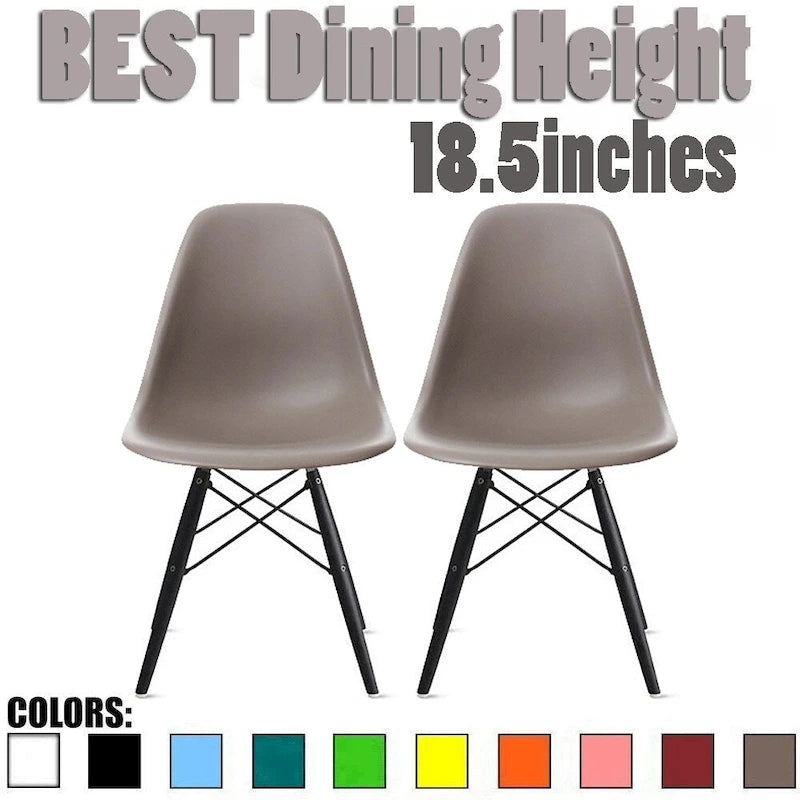 Lot de 2 Chaises de Salle à Manger Modernes avec Pieds en Bois Noir Foncé pour Cuisine, Bureau, Restaurant Eiffel Dowel