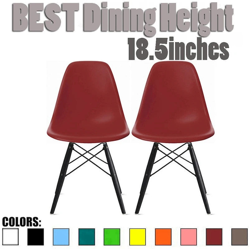 Lot de 2 Chaises de Salle à Manger Modernes avec Pieds en Bois Noir Foncé pour Cuisine, Bureau, Restaurant Eiffel Dowel