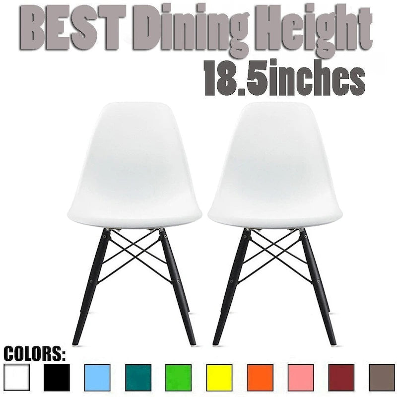Lot de 2 Chaises de Salle à Manger Modernes avec Pieds en Bois Noir Foncé pour Cuisine, Bureau, Restaurant Eiffel Dowel