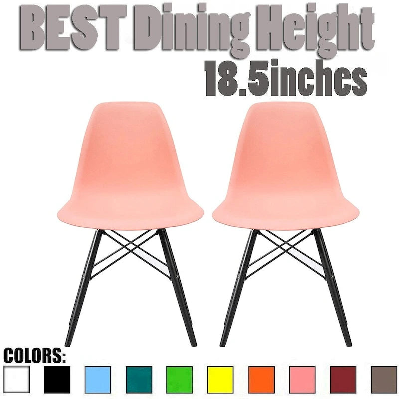 Lot de 2 Chaises de Salle à Manger Modernes avec Pieds en Bois Noir Foncé pour Cuisine, Bureau, Restaurant Eiffel Dowel