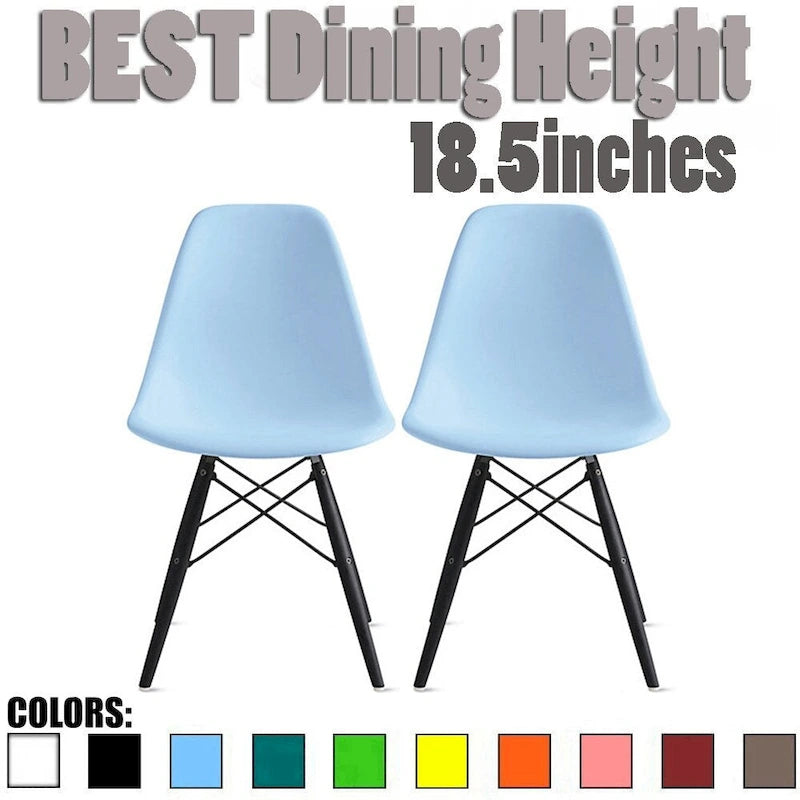 Lot de 2 Chaises de Salle à Manger Modernes avec Pieds en Bois Noir Foncé pour Cuisine, Bureau, Restaurant Eiffel Dowel