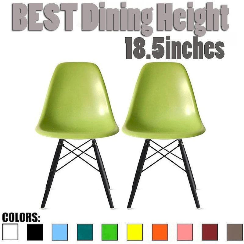 Lot de 2 Chaises de Salle à Manger Modernes avec Pieds en Bois Noir Foncé pour Cuisine, Bureau, Restaurant Eiffel Dowel