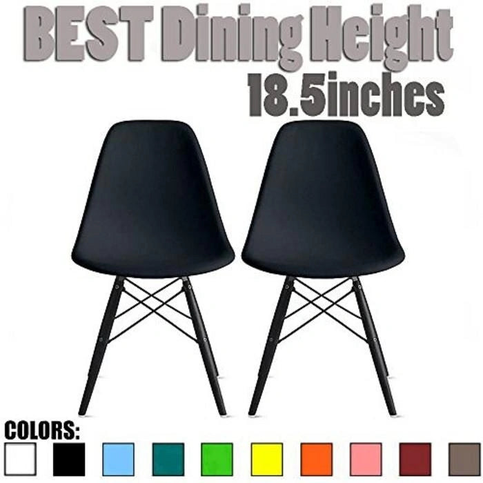 Lot de 2 Chaises de Salle à Manger Modernes avec Pieds en Bois Noir Foncé pour Cuisine, Bureau, Restaurant Eiffel Dowel