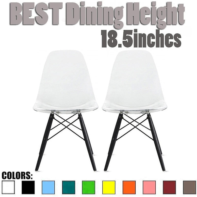 Lot de 2 Chaises de Salle à Manger Modernes avec Pieds en Bois Noir Foncé pour Cuisine, Bureau, Restaurant Eiffel Dowel