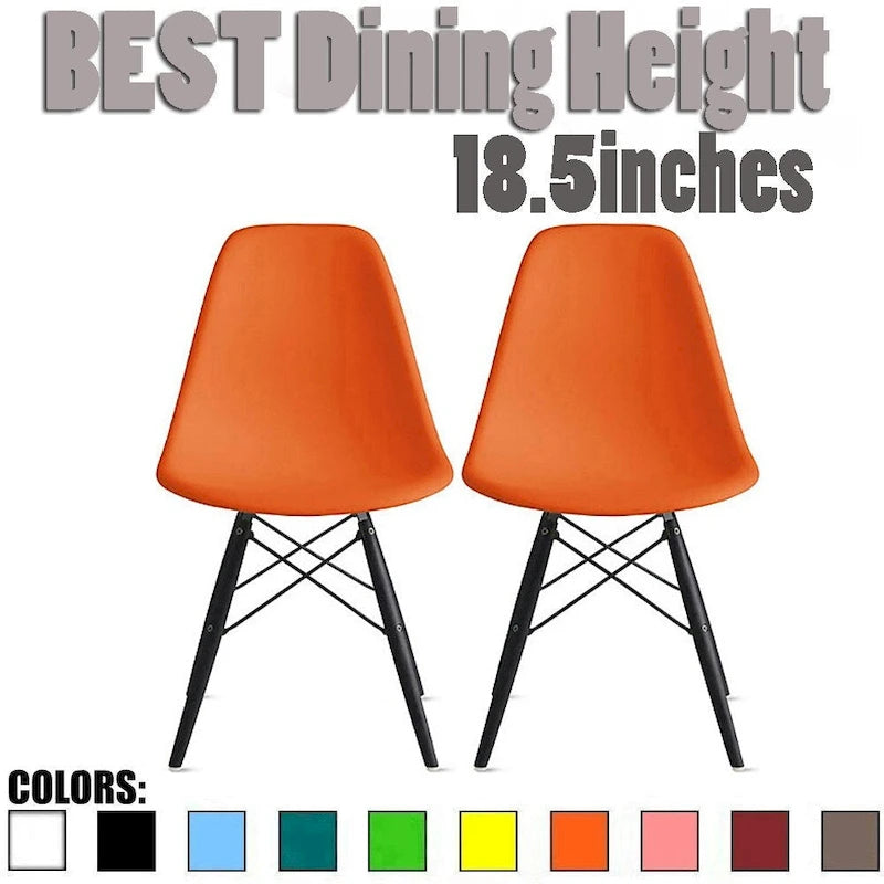Lot de 2 Chaises de Salle à Manger Modernes avec Pieds en Bois Noir Foncé pour Cuisine, Bureau, Restaurant Eiffel Dowel