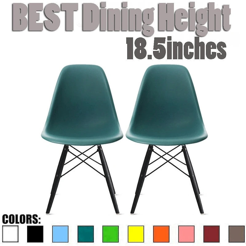 Lot de 2 Chaises de Salle à Manger Modernes avec Pieds en Bois Noir Foncé pour Cuisine, Bureau, Restaurant Eiffel Dowel