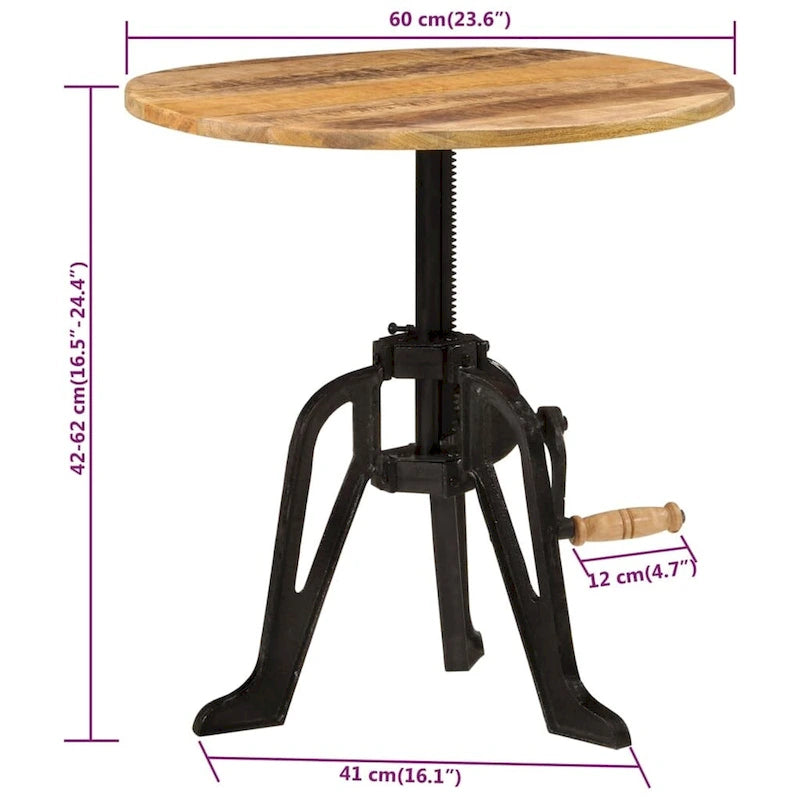 vidaXL Table d'appoint Table basse ronde Bout de canapé Bois massif et fonte