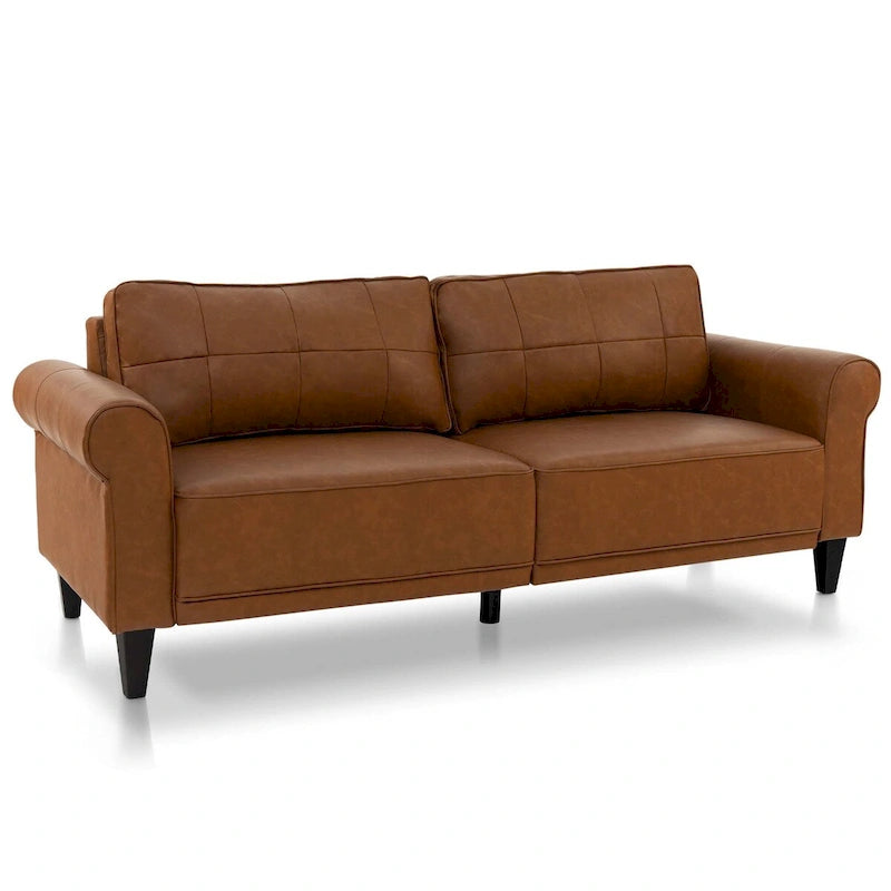 Canapé moderne Costway en cuir PU 3 places 81,5 po avec 2 dossiers - Voir les détails