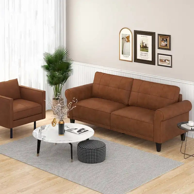 Canapé moderne Costway en cuir PU 3 places 81,5 po avec 2 dossiers - Voir les détails