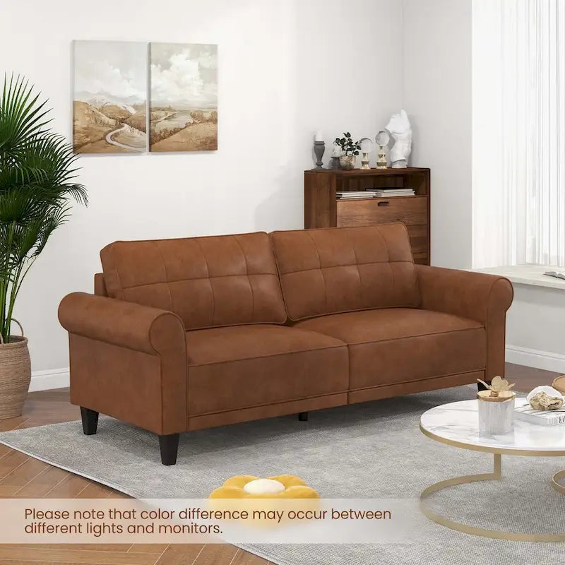Canapé moderne Costway en cuir PU 3 places 81,5 po avec 2 dossiers - Voir les détails