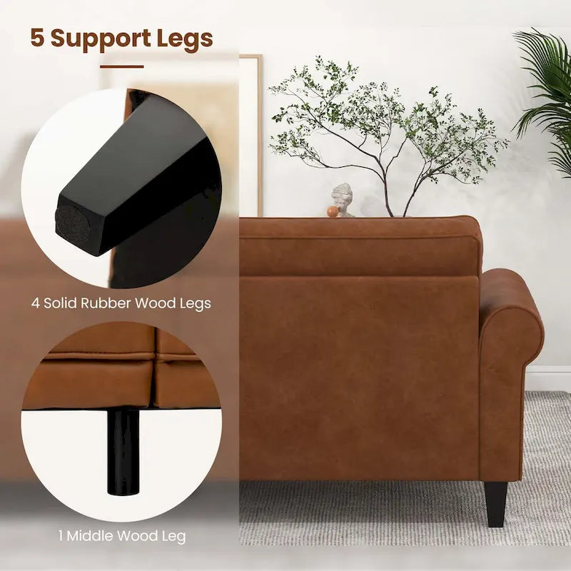 Canapé moderne Costway en cuir PU 3 places 81,5 po avec 2 dossiers - Voir les détails