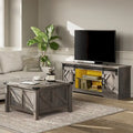 Meuble TV avec porte coulissante de grange et table basse WAMPAT, lot de 2