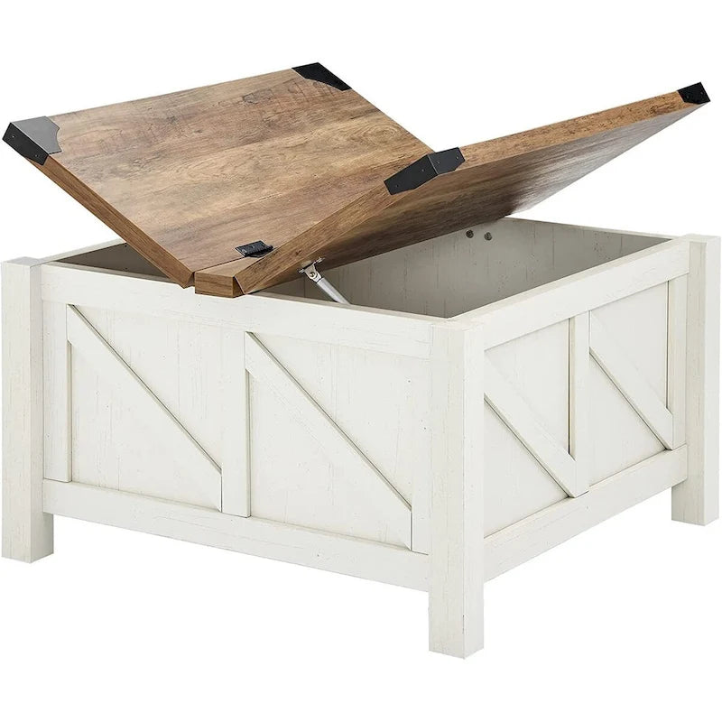Meuble TV avec porte coulissante de grange et table basse WAMPAT, lot de 2