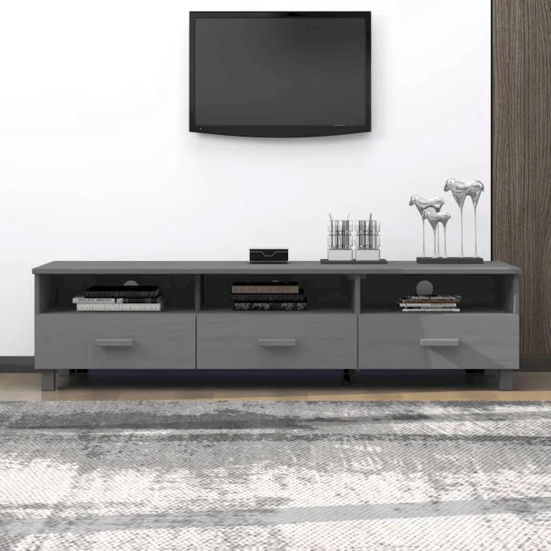 vidaXL Meuble TV Console Meuble de Rangement Buffet Pin Massif HAMAR - 158x40x40 cm
