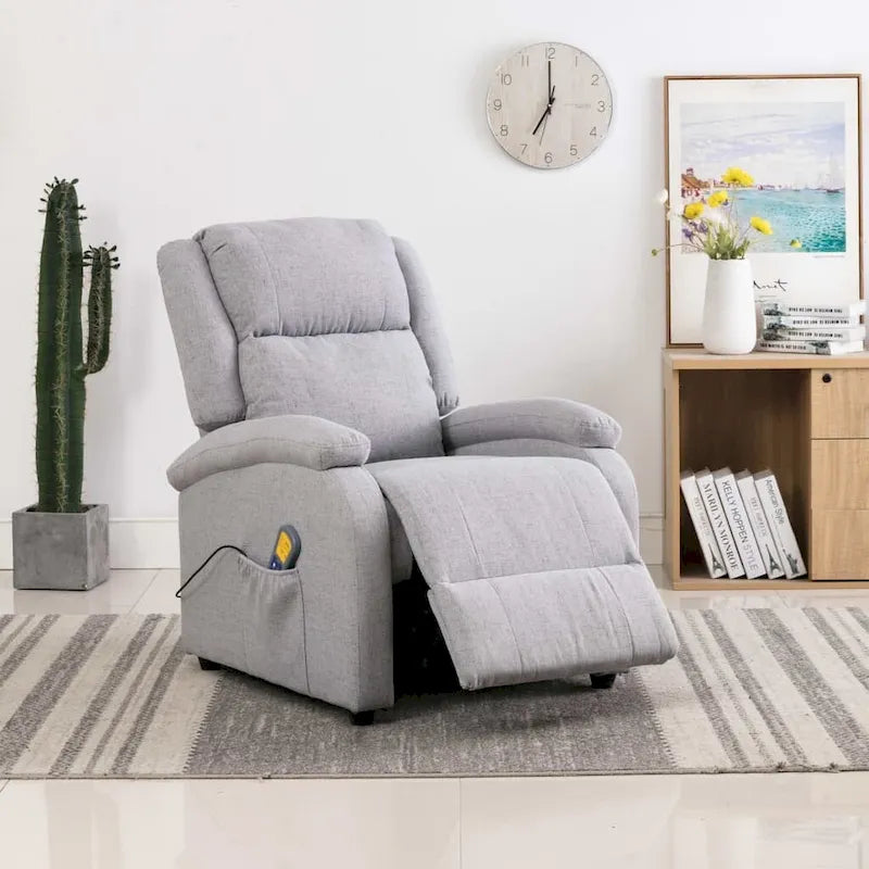 vidaXL Fauteuil de massage tissu gris clair - 71 x 92 x 96 cm