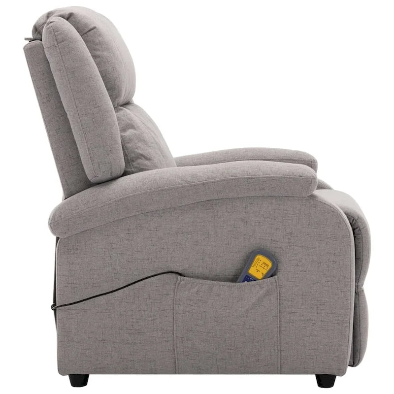 vidaXL Fauteuil de massage tissu gris clair - 71 x 92 x 96 cm
