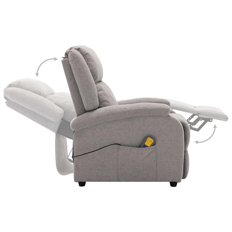 vidaXL Fauteuil de massage tissu gris clair - 71 x 92 x 96 cm