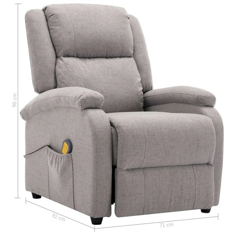 vidaXL Fauteuil de massage tissu gris clair - 71 x 92 x 96 cm