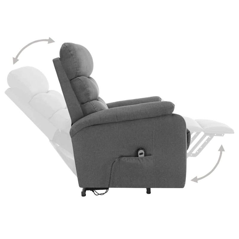 vidaXL Fauteuil inclinable de massage à levage électrique Tissu gris clair - 28,7 x 35,6 x 40,4