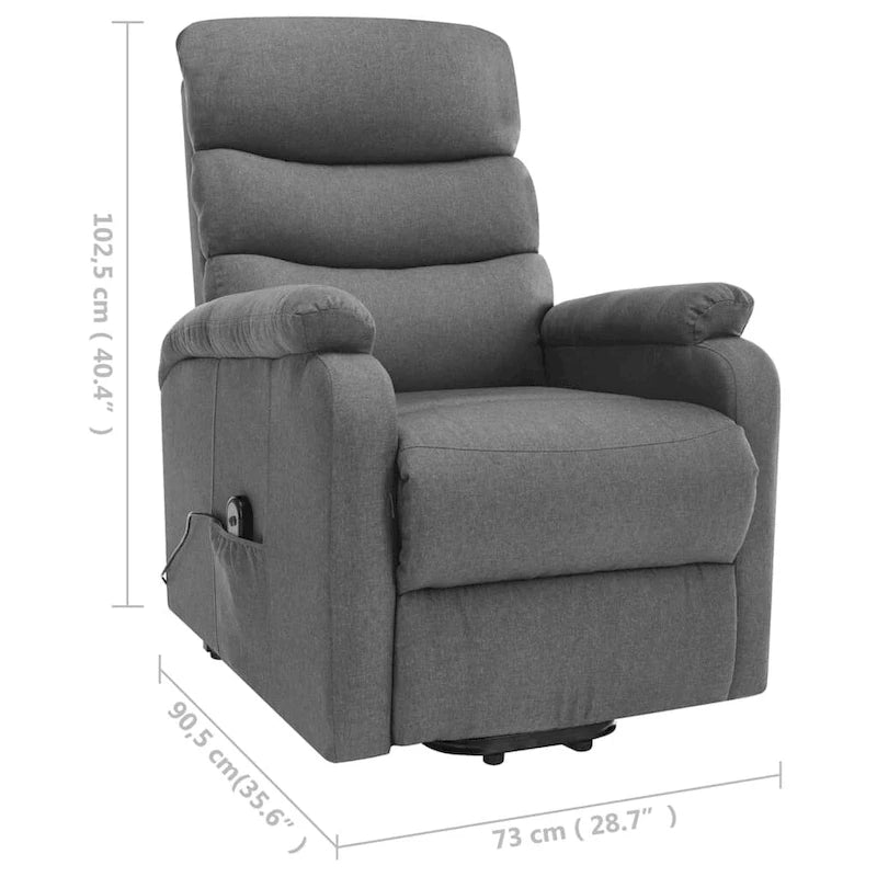 vidaXL Fauteuil inclinable de massage à levage électrique Tissu gris clair - 28,7 x 35,6 x 40,4