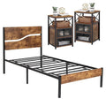 Ensemble de 3 pièces de chambre Taomika, lit plateforme et 2 tables de chevet modernes