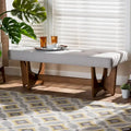 Banc Theo Mid-Century Modern en tissu rembourré et finition noyer - 17,9 haut x 48,8 large x 18,3 profond