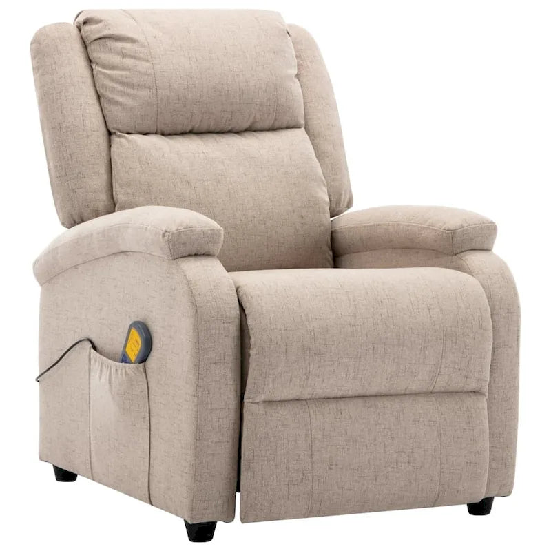 vidaXL Fauteuil de massage en tissu crème - 71 x 92 x 96 cm