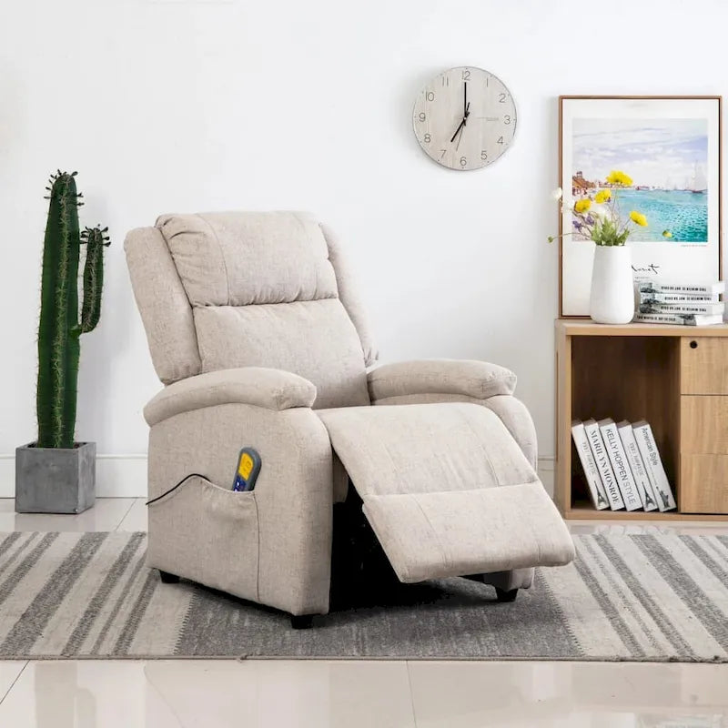 vidaXL Fauteuil de massage en tissu crème - 71 x 92 x 96 cm
