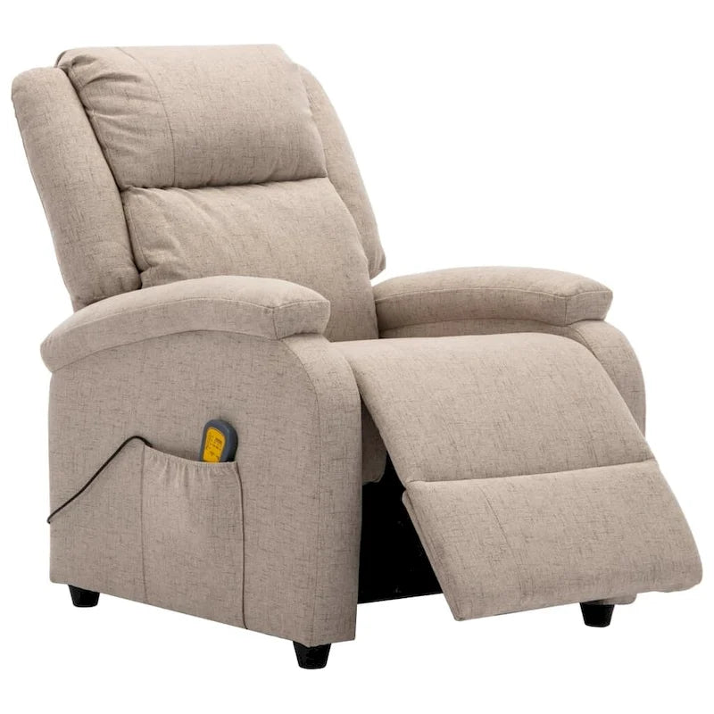 vidaXL Fauteuil de massage en tissu crème - 71 x 92 x 96 cm
