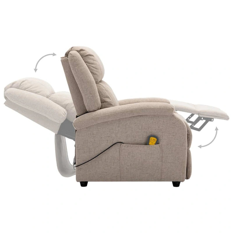 vidaXL Fauteuil de massage en tissu crème - 71 x 92 x 96 cm