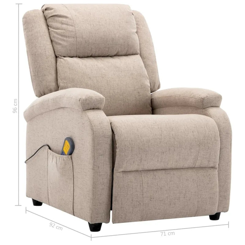 vidaXL Fauteuil de massage en tissu crème - 71 x 92 x 96 cm