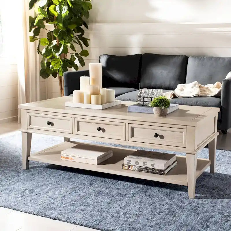 Table basse rectangulaire traditionnelle Tressie Sepia de SAFAVIEH - 54 x 23,6 x 19,3 - 54Lx24Px19H