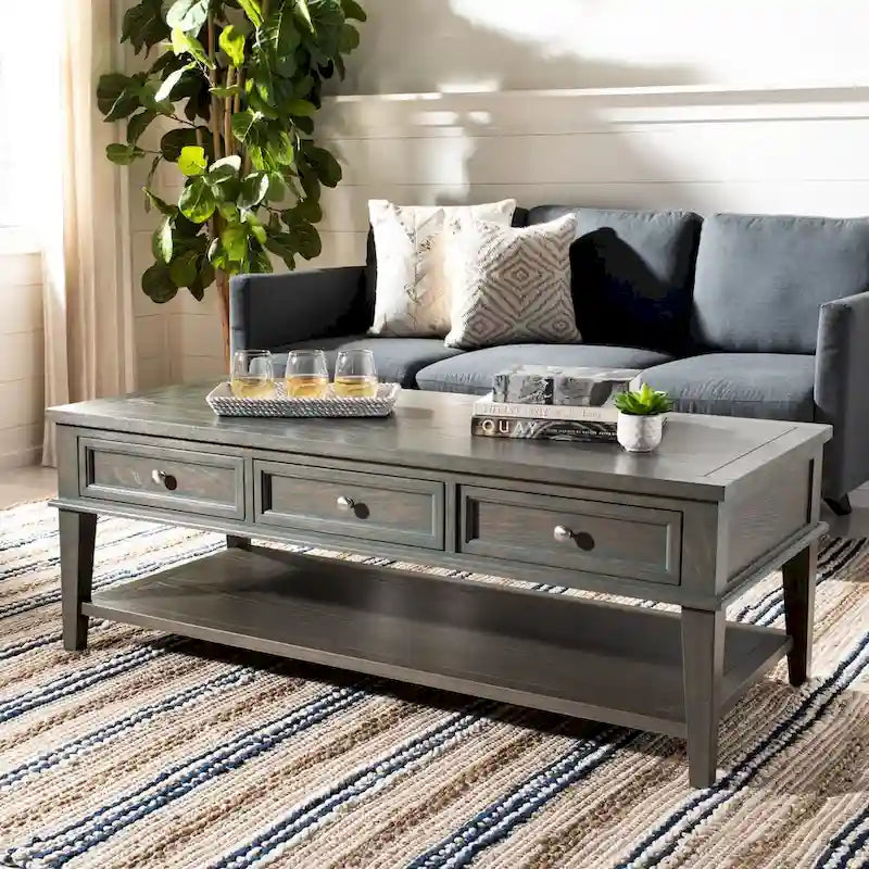 Table basse rectangulaire traditionnelle Tressie Sepia de SAFAVIEH - 54 x 23,6 x 19,3 - 54Lx24Px19H