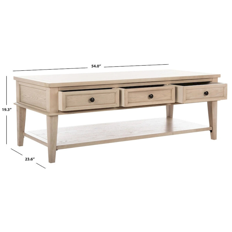 Table basse rectangulaire traditionnelle Tressie Sepia de SAFAVIEH - 54 x 23,6 x 19,3 - 54Lx24Px19H