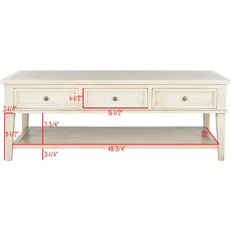 Table basse rectangulaire traditionnelle Tressie Sepia de SAFAVIEH - 54 x 23,6 x 19,3 - 54Lx24Px19H