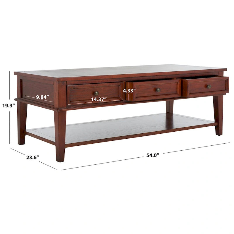 Table basse rectangulaire traditionnelle Tressie Sepia de SAFAVIEH - 54 x 23,6 x 19,3 - 54Lx24Px19H