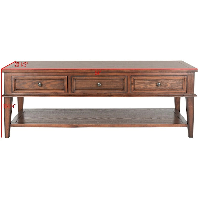 Table basse rectangulaire traditionnelle Tressie Sepia de SAFAVIEH - 54 x 23,6 x 19,3 - 54Lx24Px19H