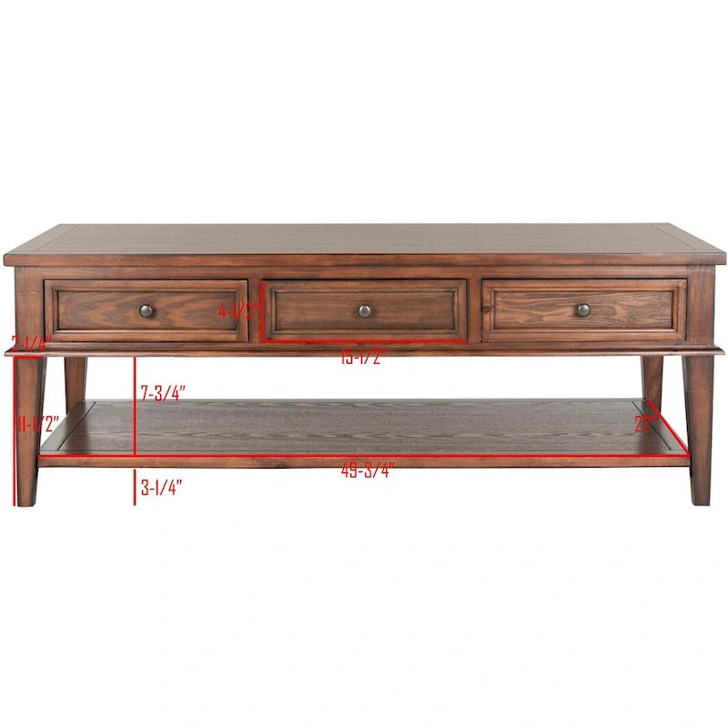 Table basse rectangulaire traditionnelle Tressie Sepia de SAFAVIEH - 54 x 23,6 x 19,3 - 54Lx24Px19H