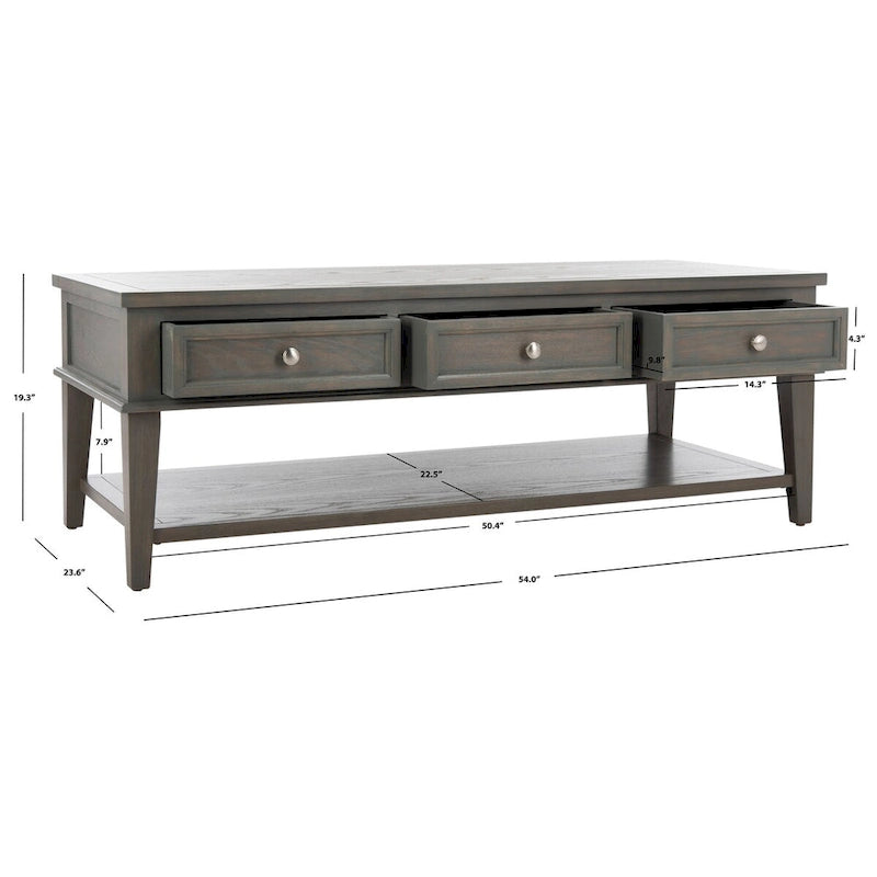 Table basse rectangulaire traditionnelle Tressie Sepia de SAFAVIEH - 54 x 23,6 x 19,3 - 54Lx24Px19H