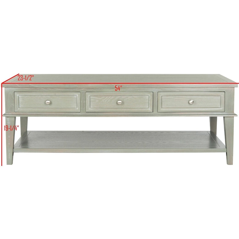Table basse rectangulaire traditionnelle Tressie Sepia de SAFAVIEH - 54 x 23,6 x 19,3 - 54Lx24Px19H