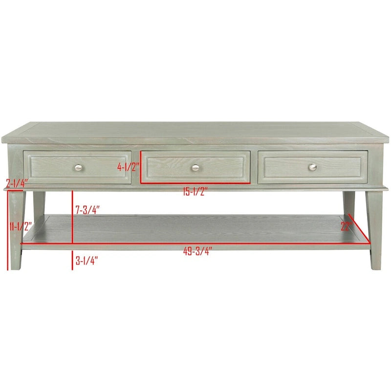 Table basse rectangulaire traditionnelle Tressie Sepia de SAFAVIEH - 54 x 23,6 x 19,3 - 54Lx24Px19H
