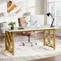Bureau de direction de 63 pouces, Bureau moderne avec cadre en métal robuste pour le bureau à domicile