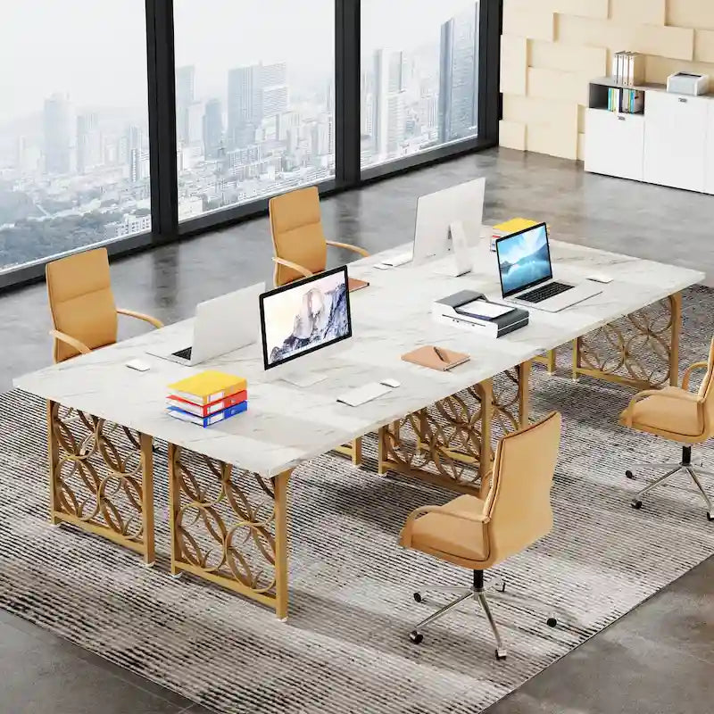 Bureau de direction de 63 pouces, Bureau moderne avec cadre en métal robuste pour le bureau à domicile